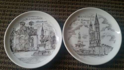 Stunning 2 piece Royal Porzellan BACARIA KPM Germany Handarbelt stamped plates